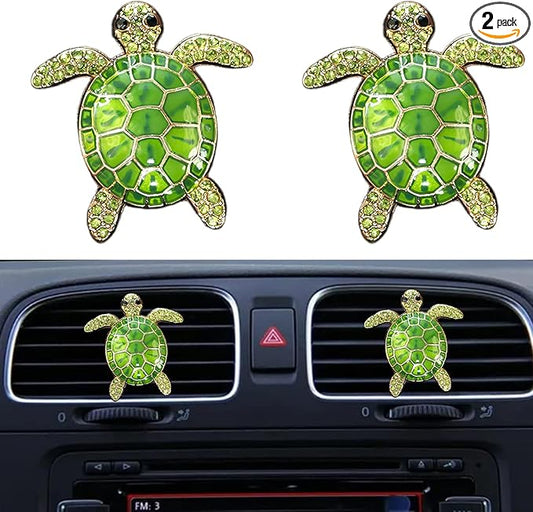 Car Air Freshener Women Car Vent Clips Decorations 2 PCS Cute Sea Turtles Car Interior Accessories Car Vent Diffuser (Green Sea Turtle, 1.6 inch)