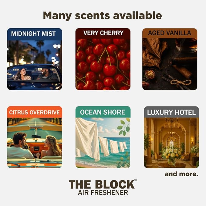 The Block - Wooden Car Air Freshener & Odor Eliminator - Long Lasting 30+ Day Scent - Car & Home Use - Fresh Gift Idea - Made in USA - Pina Colada