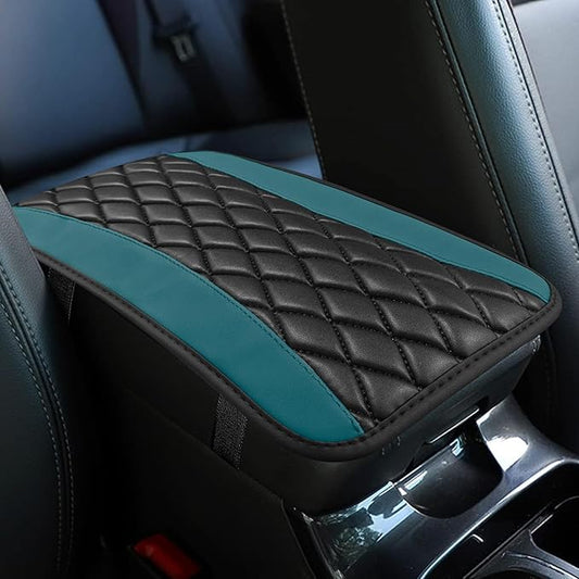 Car Center Console Cushion Pad, Armrest Cover for Car, Leather Waterproof Armrest Seat Box Cover, Auto Accessories Comfortable Arm Rest Box Cushion Pad for Most Vehicles (Dark Green)