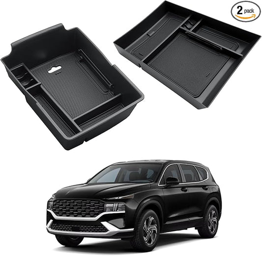 2023 Santa Fe Center Console Organizer - For 2021-2023 Hyundai Santa Fe Armrest Box Organizer + TPE Lower Console Organizer Tray For 2021-2023 Santa Fe(SE/SEL/XRT/Limited/Calligraphy) Accessories