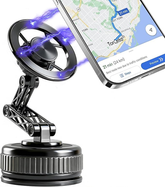 Car Phone Holder [120LBS Strongest Suction 2800gf Magnetic], 360° Adjustable for Magsafe Car Mount, Car Phone Mount for Cars/Gyms/Mirrors/Shower Stalls, Compatible with iPhone and Android Devices (6)