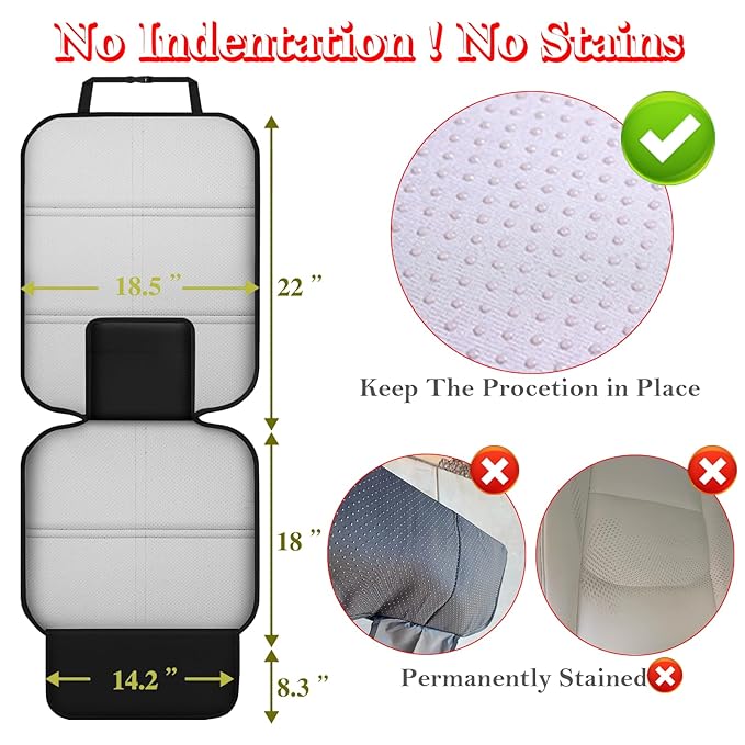 Meolsaek Car Seat Protector for Child Car Seat, Durable 600D Fabric Waterproof Car Seat Cover with Thick Pad Non-Slip Backing，No Imprints (Thicker Black-1pc)