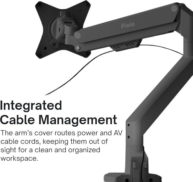 Pixio PS1S Wave Black Single Monitor Arm Stand Desk Mount