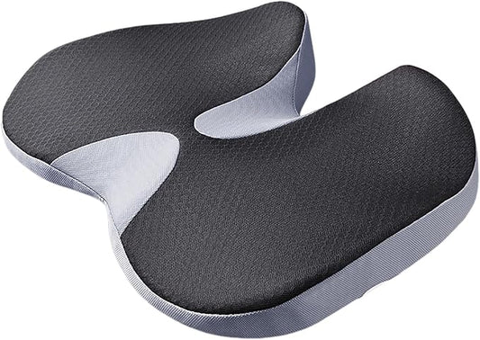 Car Seat Cushion for Long Driving, Ergonomic Memory Foam Seat Cushion, Car Seat Cushion for Back Pain and Lumbar Support Non Slip and Easy Clean for Driving Gaming Chair and Travel C Grey