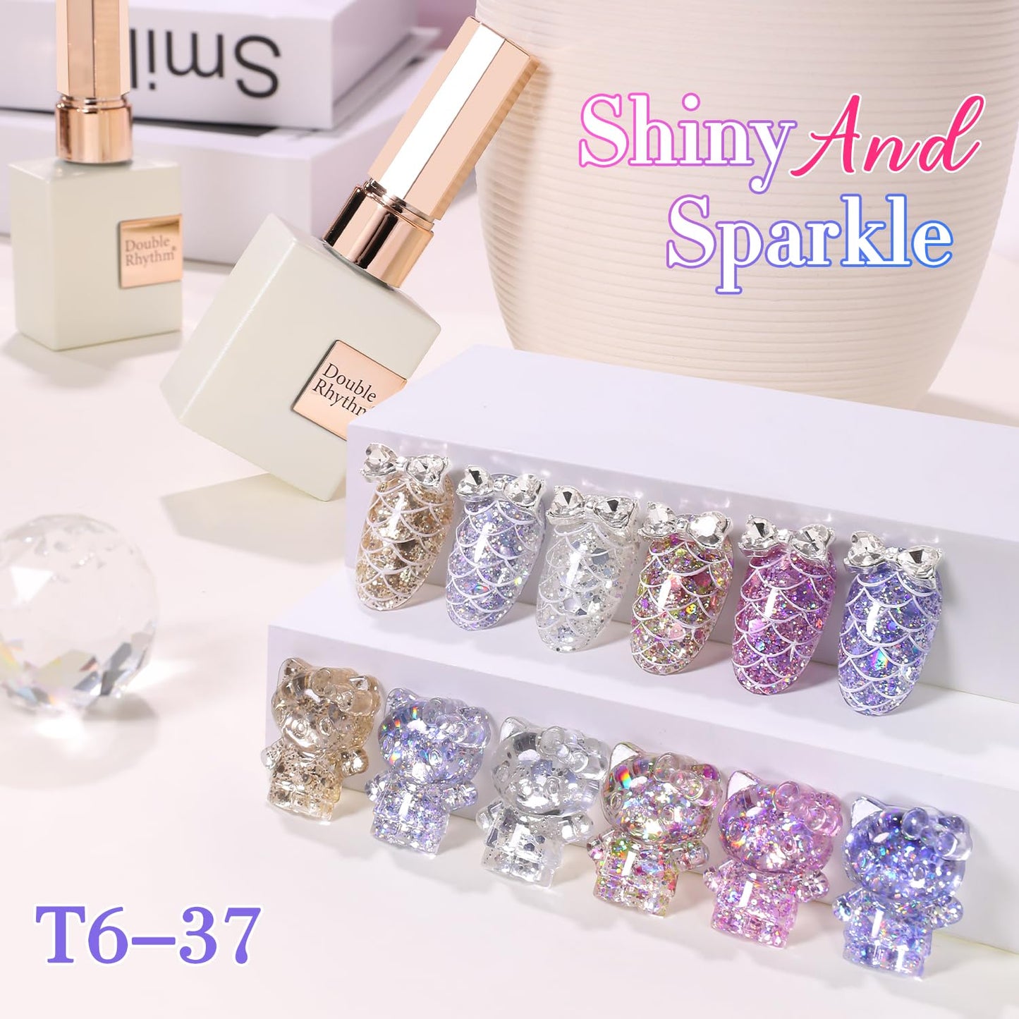Double Rhythm 0.5Oz Glitter Gel Polish Shimmer Reflective Color for Nail Art Salon DIY Soak Off 15ml Nail Lamp Gel Polish at Home (Pastel Blue-B1014)
