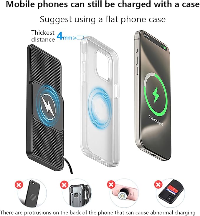 Wireless Car Charger Pad for Jeep Wrangler IV (JL) 2018-2020,20W Fast Wireless Phone Charger Cell Phone Cordless Charging mat,Non-Slip Phone Charging,30cm Cable USB