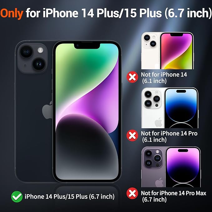 SUPFINE Magnetic for iPhone 15 Plus Case & iPhone 14 Plus Case with Screen Protector (Compatible with MagSafe)(Military Grade Drop Protection) Translucent with Anti-Fingerprint Phone Case,Deep Blue