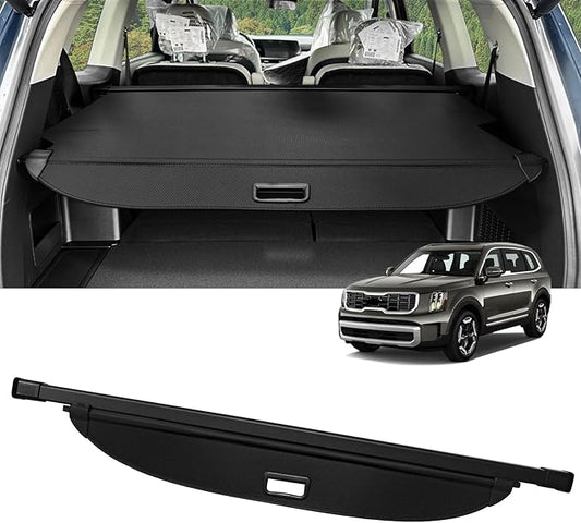 Cargo Cover for Kia Telluride 2026-2020 (NOT FIT 2027) Accessories Retractable Trunk Cover Security Shielding Shade Cargo Luggage Cover Trunk Privacy Protection (Carbon Fiber Texture)