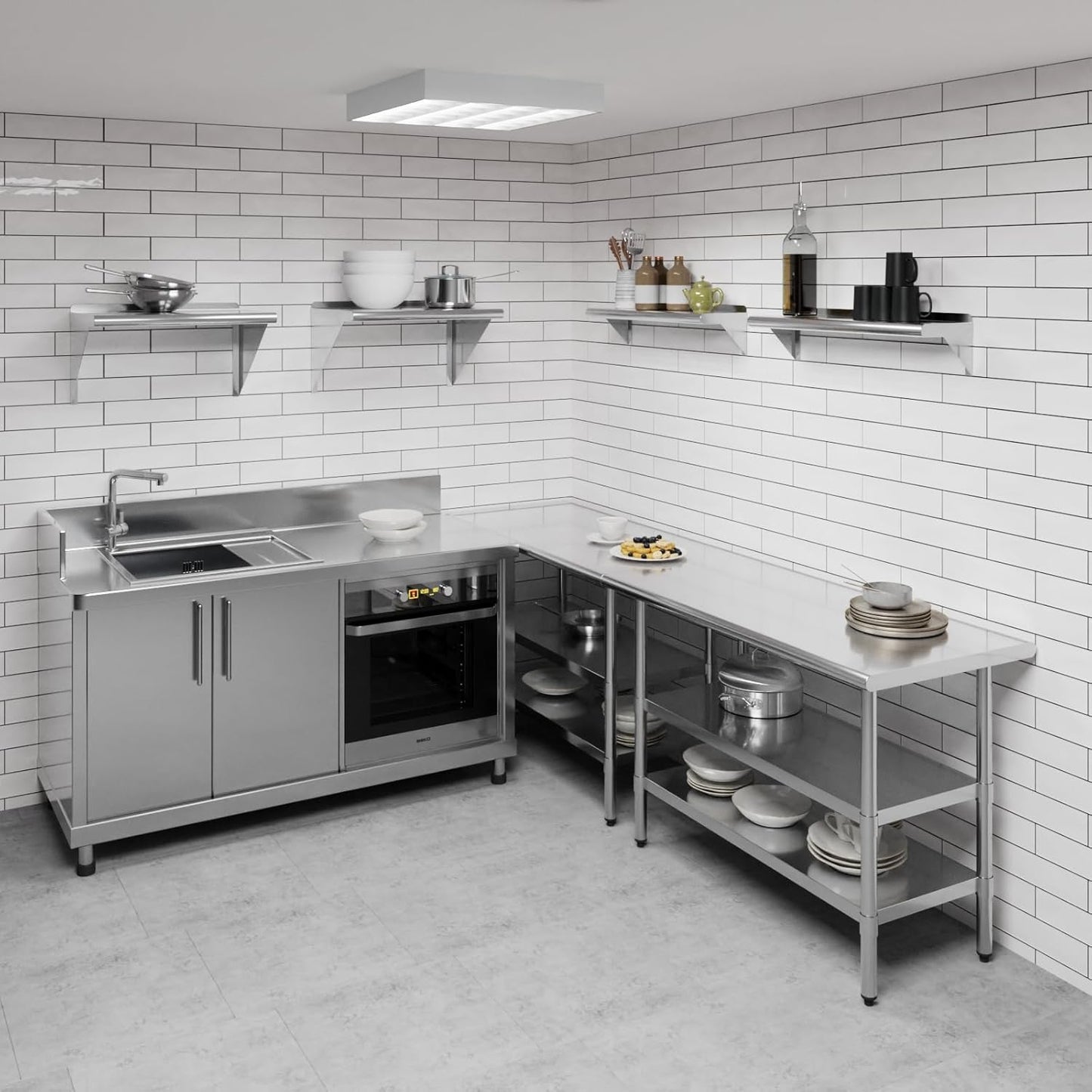 AmGood 30" Long X 8" Deep Stainless Steel Wall Shelf | NSF Certified | Appliance & Equipment Metal Shelving | Kitchen, Restaurant, Garage, Laundry, Utility Room