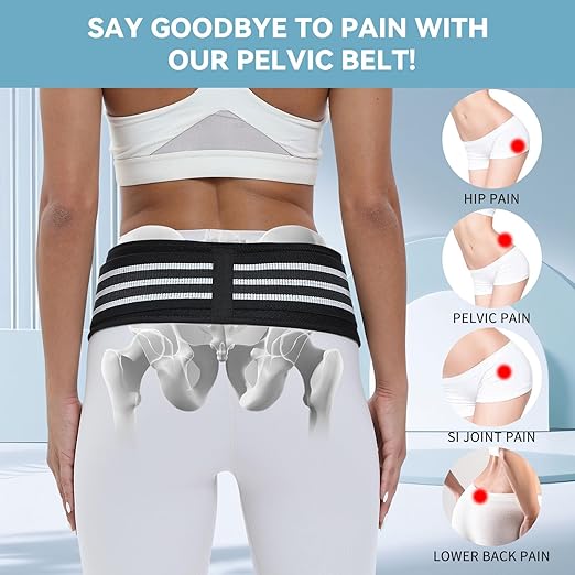 S-XXL Sacroiliac SI Joint Hip Belt for Women Men-Alleviate Sciatica|Pelvic|Back|Lower Back Support, Pelvic Support Belt, Adjustable Sciatica Lumbar Pain Relief, Trochanter Belt(Black,L,Hip Size 43‘’-56‘’)