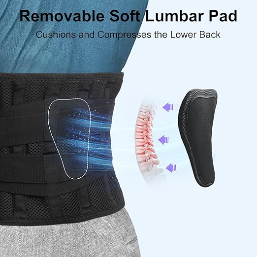 Lumbar Back Brace for Lower Back Pain Men and Women, Adjustable Backbrace with Lumbar Support Brace Pad, Breathable Design Belt Relief From Sciatica, Herniated Disc, Scoliosis, Size M