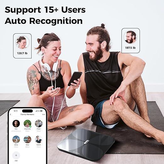 Yunmai Smart Scale with BMI, Body Fat, Muscle Mass, Body Weight, Body Fat Scale, 13 Body Composition Scale, Accurate Digital Bathroom Scale Bluetooth, Apple Health Compatible, Rechargeable 400lb