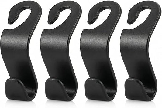 4 Pack Car Seat Headrest Hooks - Universal Back Seat Hanger for Purses, Grocery Bags, and Handbags - Stylish Black Car Organizer Hooks for Interior Storage, Easy Installation, Fits Most Vehicles