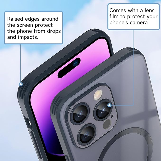 Guppy Compatible with iPhone 16 Pro Case Magnetic, with Full Camera Lens Protector [Compatible with MagSafe] Scratch Resistant Gradient Glass Back Cover Phone Case-Black