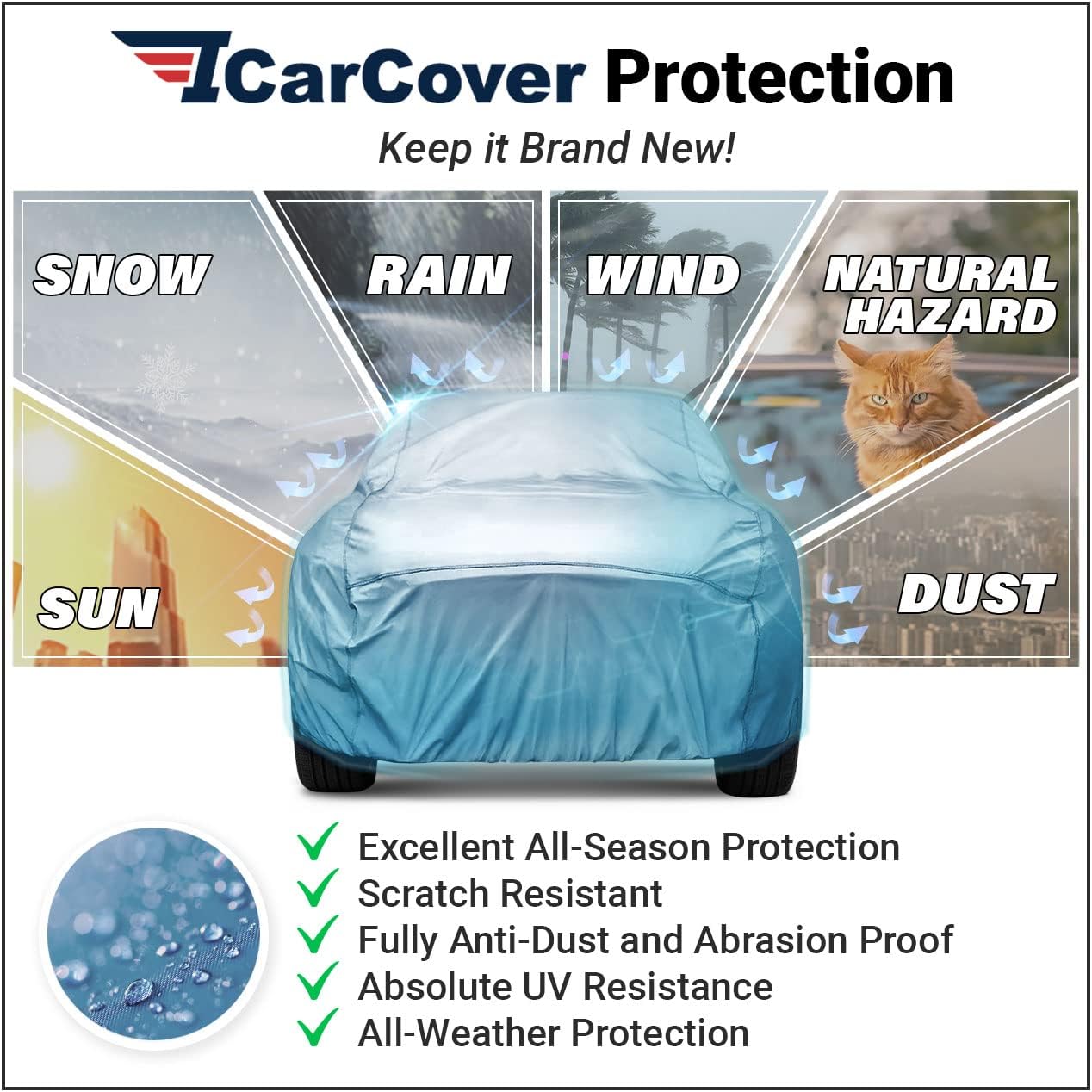 iCarCover Premium Car Cover for 1946-1949 Buick Super 2-Door, 4-Door Heavy Duty Waterproof All-Weather Automobiles Custom Fit Indoor Outdoor UV Snow Protection Covers with Straps and Bag