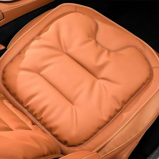 Car Seat Cushion, 2025 New Skin-Friendly Leather Seat Cushions, Breathable Dirt-Repellent Memory Foam Pad for Most Auto & Office Chairs (Orange)