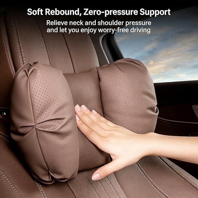 Car Neck Pillow & Lumbar Support for Porsche Taycan Sport Turismo 2022-2024 Ergonomic Breathable Mesh Auto Seat Back Cushion Headrest,Brown-Lumbar Support