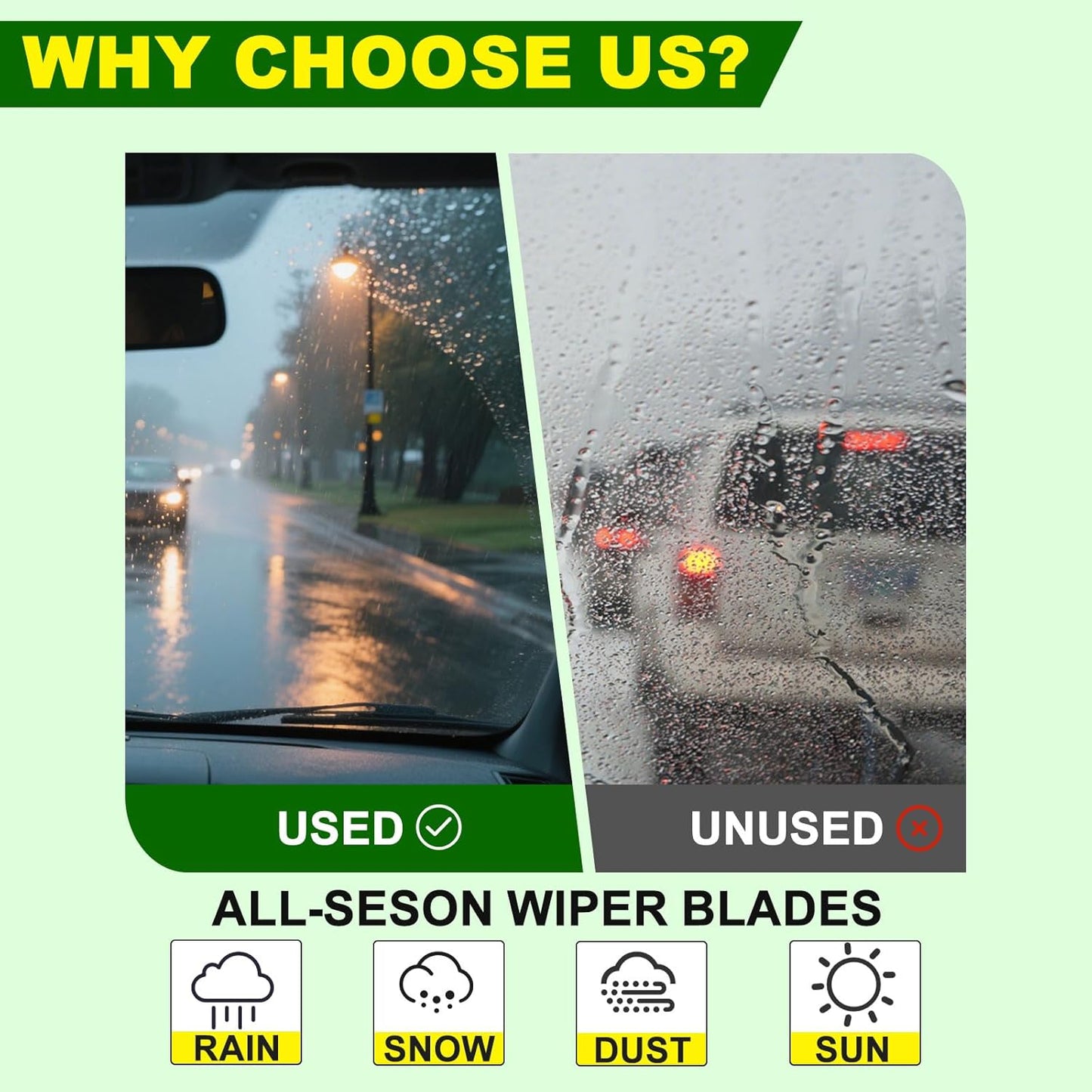 QUALITY 26in + 20in Premium All-Season Windshield Wiper Blades for Original Equipment Replacement(Set of 2)