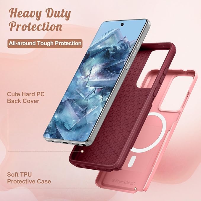 for Moto G Stylus 5G 2024 Case - Compatible with MagSafe Women Girls Cute Magnetic Phone Cover Girly Flowers Blossom Heavy Duty Shockproof Design for Motorola Moto G Stylus 5G 2024 Cases