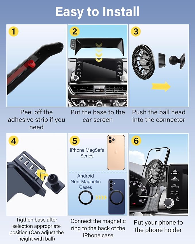 Car Phone Holder for BMW 5 Series M5 2017 2018 2019 2020 Accessories 10.25-Inch Screen Fixed Clip, Automobile Cradles Magnetic Phone Mount Compatible with MagSafe, Strong Magnets Cell Phone Base