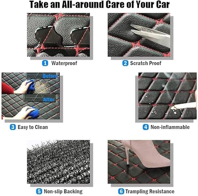 Custom Making Car Floor Mats for 98% Sedan SUV Car Protection Full Coverage Mats Anti-Slip Leather Floor Liners All Weather Car Floor Mats (Black+Coffee Side)