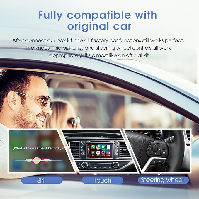 Wireless Carplay-Retrofit-Kit for Toyota 2014-2019 Tacoma/Highlander/RAV4/Corolla/Camry/Avalon/Prius/Sienna Land Cruiser Android Auto Decoder Upgrade Box EZoneTronics