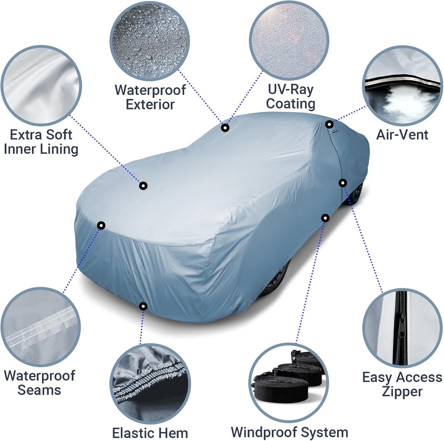 iCarCover Premium Car Cover for 1971-1975 Pontiac Grandville Heavy Duty Waterproof All-Weather Automobiles Custom Fit Indoor Outdoor UV Snow Protection Covers with Straps and Bag