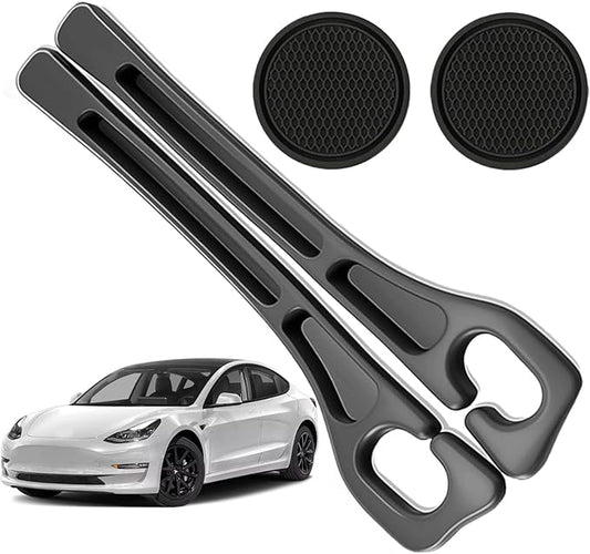 Car Seat Gap Filler Organizer Compatible with Tesla Model y Accessories Seat Gap Plug Blocker with Storage Slot Non-Slip Car Cup Holder Coaster Black
