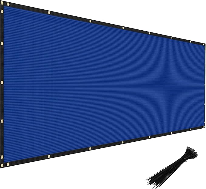 Windscreen4less Privacy Fence Screen Heavy Duty Windscreen Fencing Mesh Fabric Shade Net Cover with Brass Grommtes for Outdoor Wall Garden Yard Pool Deck, 8'x13' Blue