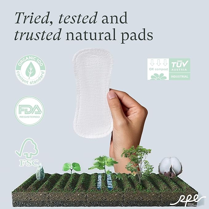 100% Organic Panty Liners for Women-240ct, Ultra Thin Cotton Cover, Regular Pantiliners, Light Absorbency, Unscented Barely There Pantie Liners (Regular Liner, Size 1, 240ct)