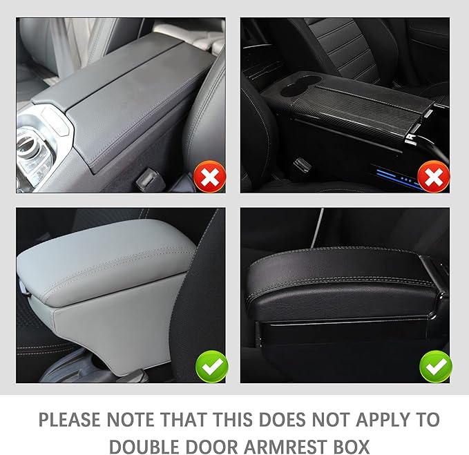 IHOTDER Patchwork Leather Center Console Covers for Cars,Upgraded Arm Rest Cover for Car with Side Storage Pocket for Car Seat Organizer,Middle Console Cover Stylish Car Decoration (Black)