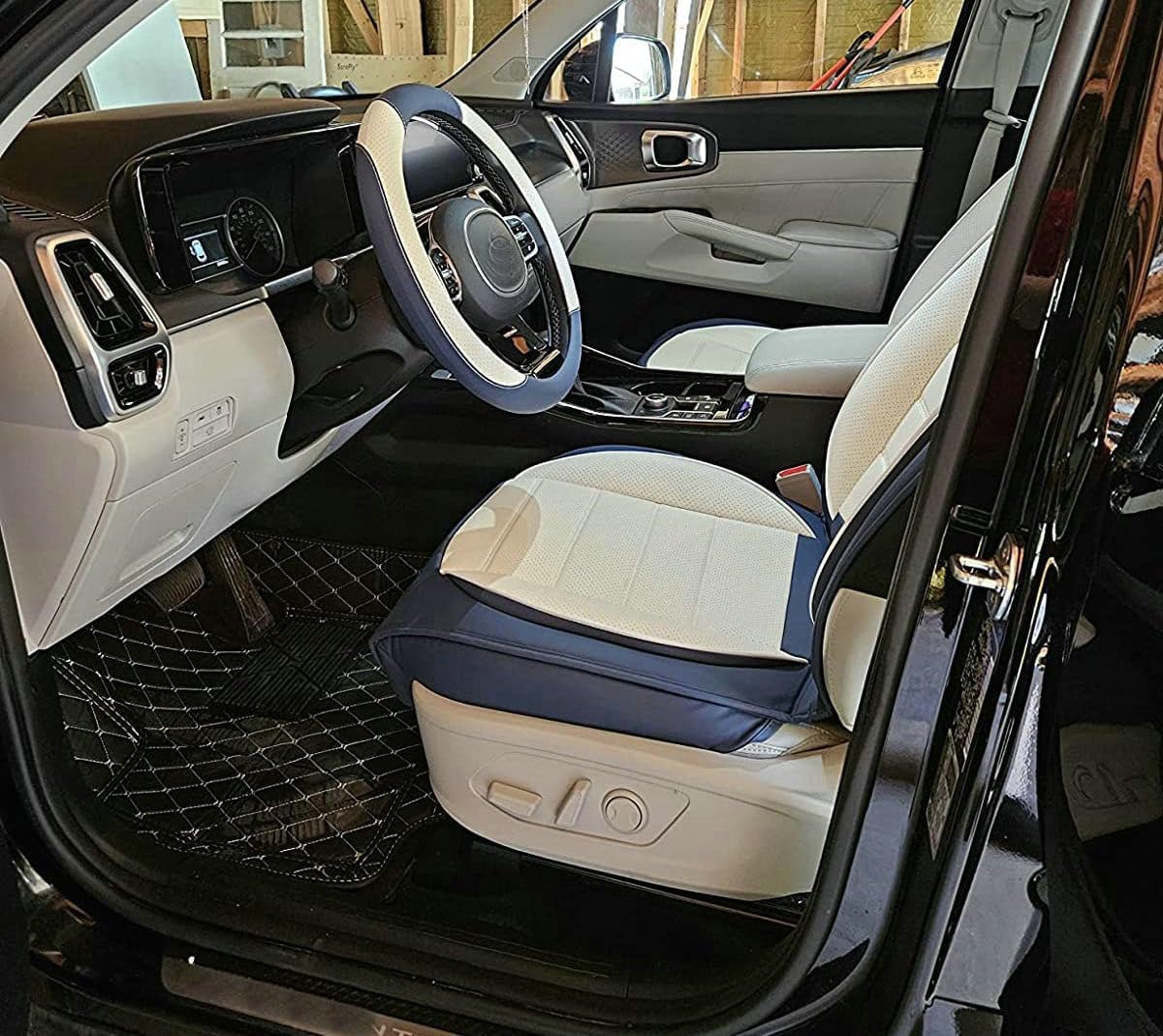 Custom Car Floor Mat Compatible with BMW Mercedes-Benz Toyota Cadillac Lexus Honda Infiniti Nissan Hyundai Kia Audi All Models Cars Sedans SUVs Automotive Mats (Blue)