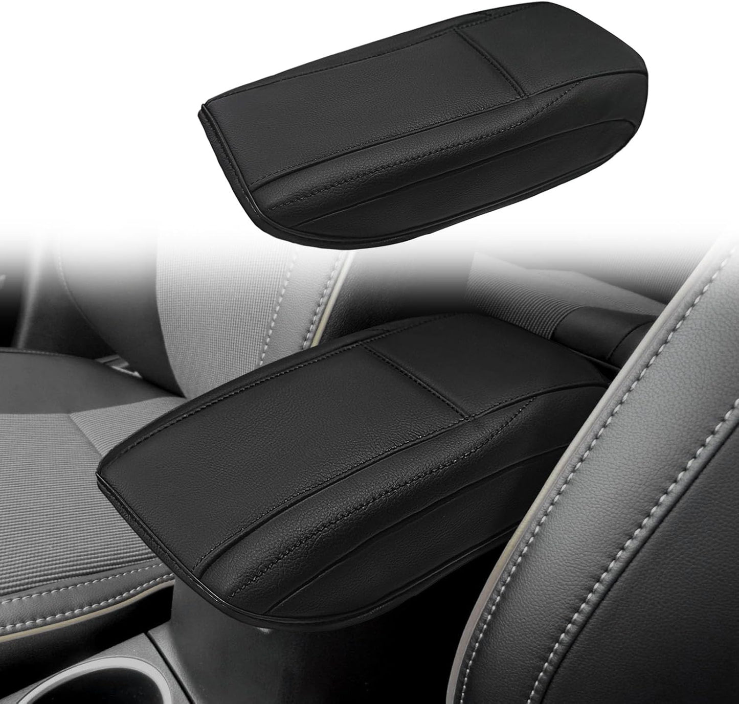 Muslogy Center Console Armrest Cover Compatible with Toyota Corolla 2014-2019 Comfort Armrest Pad Arm Rest Cushion Vegan Leather Protector Regular Thick