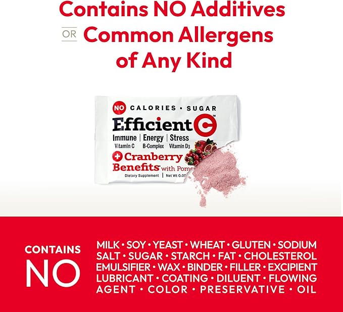 ANDREW LESSMAN Efficient C + Cranberry Benefits 30 Packets - Immune, Energy, Stress and Urinary Tract Support. Reinvention of The Vitamin C Drink. No Calories. No Sugar. No Carbs. Easy to Mix.