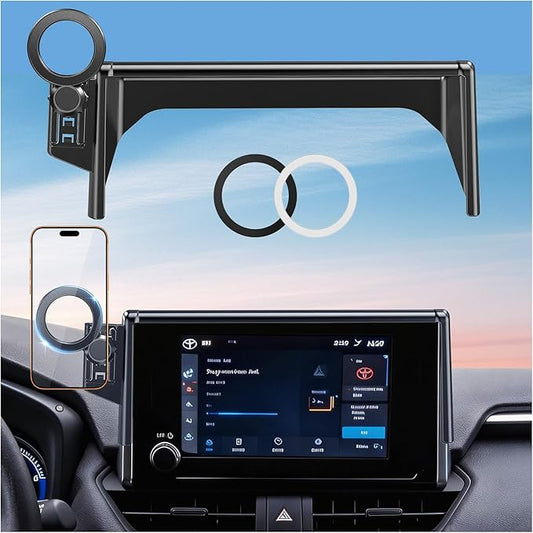 Car Phone Holder for Toyota RAV4 2025 2024 2023 2022 2021 2020 2019 7/8-Inch (Not for 9/10.5-Inch) 360° Rotation Magnetic Cell Phone Mount, Compatible with Magsafe, Does Not Affect Air Vent
