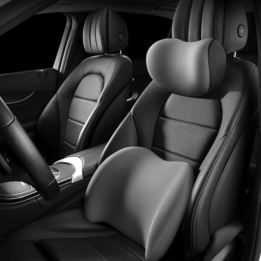 Car Lumbar Support Pillow Neck Pillow Set for Tesla Model 3 2017 2018 2019 2020 2021 2022 2023,Softness Cushion Neck Back Pain Relief Seat Accessories,Grey