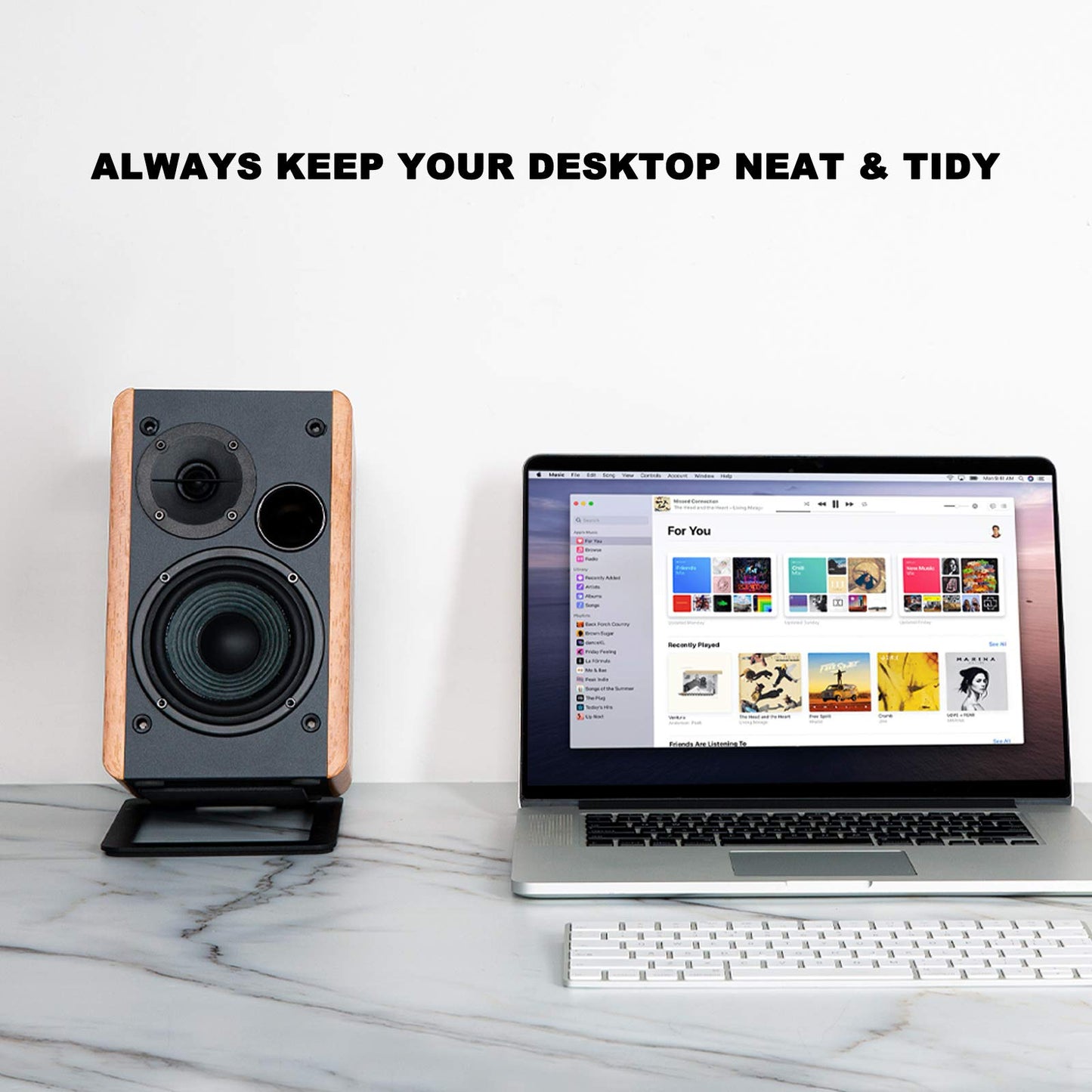 7" Desktop Speaker Stands for Midsize Bookshelf Computer Speakers, Studio Monitor Vibration Damping Tilted Tabletop Speaker Stands, Black - Pair
