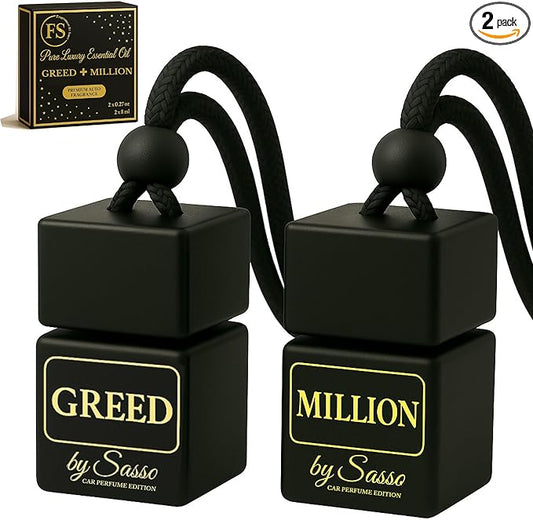 Car Diffuser Duo “Greed & Million” – Inspired by Iconic Men’s Perfumes – Long-Lasting, Odor Eliminator – Gift Box for Car Lovers - Fragrance By Sasso