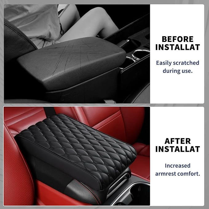 Auto Armrest Cushion Pads for Cadillac XT6 Accessories Car Centre Console Armrest Pad Durable Material and Easy to Clean-is Waterproof and Anti-Scratch