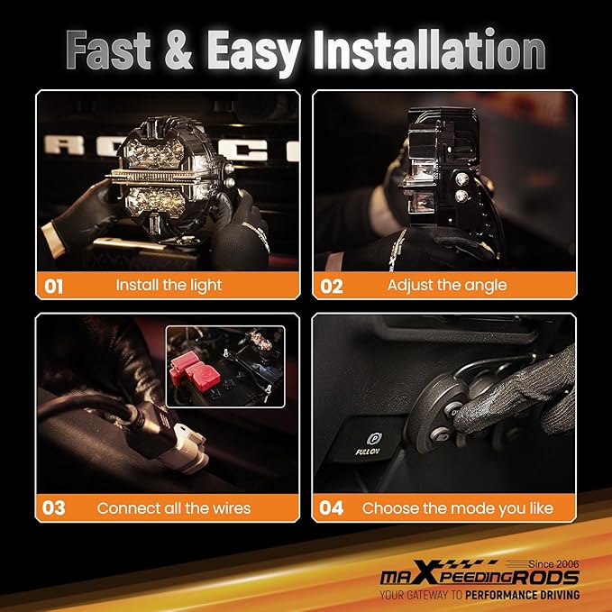 maXpeedingrods 5" 178W LED Off Road Lights, 21360LM Bright Pod Lights with Amber/White DRL 3 Modes, 270°Side Shooter for Wrangler Trucks Jeep Pickup ATV Motorcycles,Cube Ditch Light with Black Covers