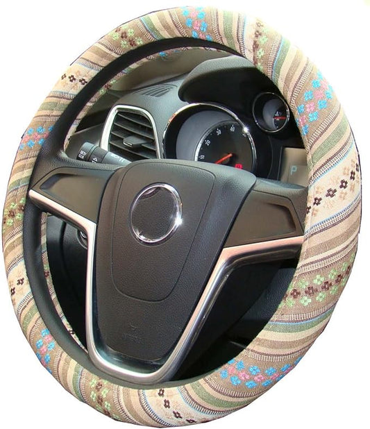 2016 Style Coarse Flax Cloth Automotive Steering Wheel Cover Anti Slip and Sweat Absorption Auto Car Wrap Cover (A)