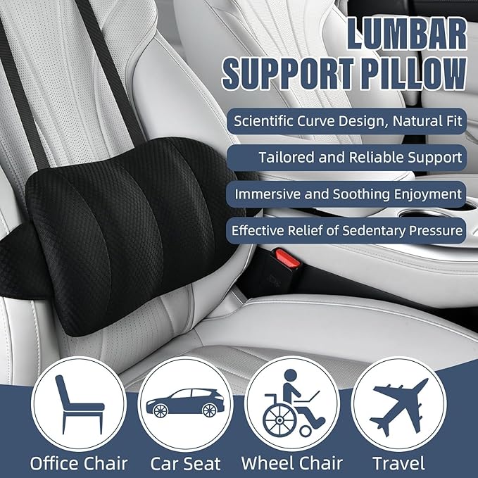 1 Piece Automotive Seat Lumbar Support Pillow for Jeep Gladiator JT 2020-2025 2026, Driving Lower Back Cushion Ergonomic Orthopedic Posture Rest