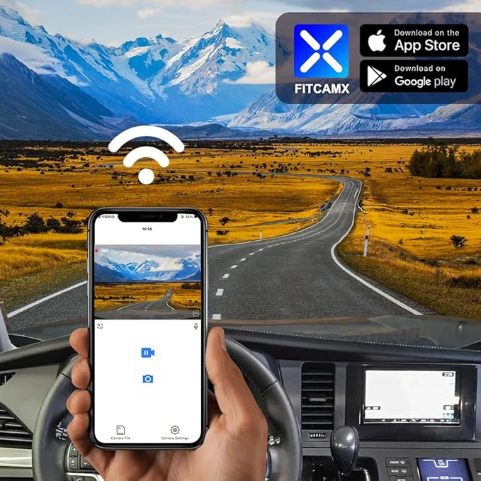 Fitcamx Front 4K+Rear 1080P Dash Cam Adapts for Toyota Sienna 2014-2016, 7 Pin Plug (HD2-6275), OEM Factory Look, Dual HD Video, Built-in WiFi & APP, Loop Recording, G-Sensor, Easy to Use, 128GB Card