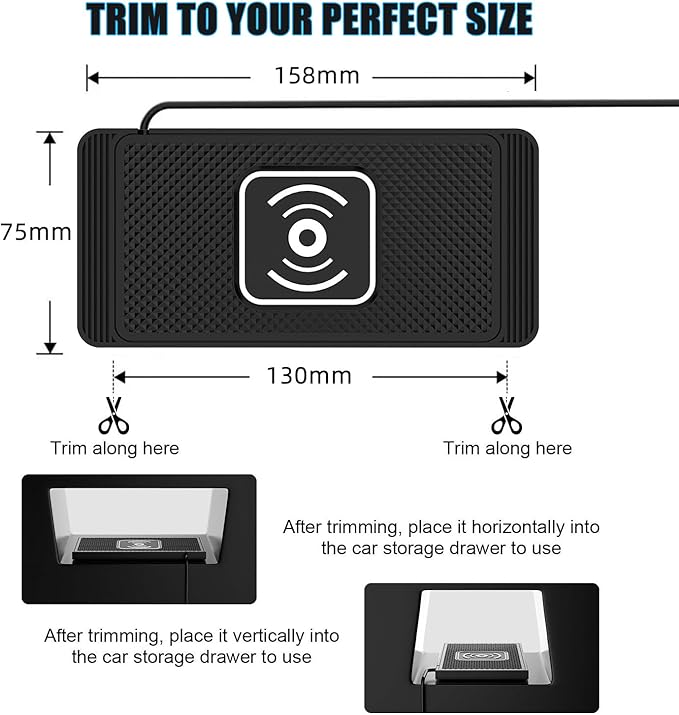 Wireless Charging Pad for Car for Toyota Camry XV50 2012 2013 2014 2015 2016 2017-pr, 15W Fast Wireless Charger Mat Non-Slip Silicone Car Center Console Phone Charging Pad,A/15W-Type-c