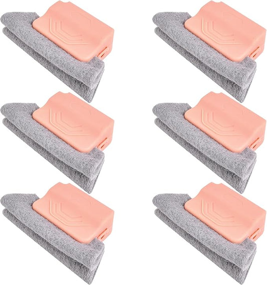 2026 New Magic Window Track Cleaner, Window Groove Cleaning Brush Tools Set, for Cleaning Tile Grout, Louver Blades, Car Air Conditioning Vents, and Narrow Gaps (6pcs Pink)