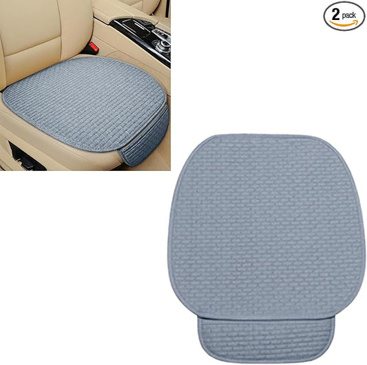 2PCS Car Seat Cushion Covers, Car Seat Cover Pad Front Bottom Protector Mat with Storage Pocket, Breathable Comfortable Auto Front Cushion Pad Mat for Most Vehicle and Office Accessories（Gray）