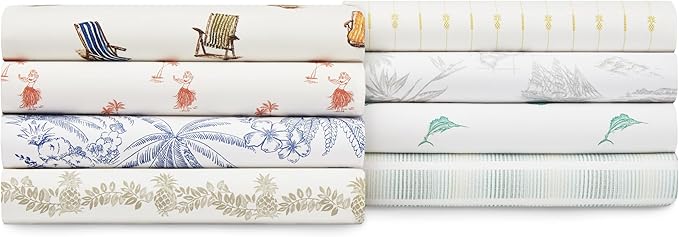 Tommy Bahama - King Sheets, Cotton Percale Bedding Set, Crisp & Cool, Stylish Bedding Set (Off The Grid Green, King)