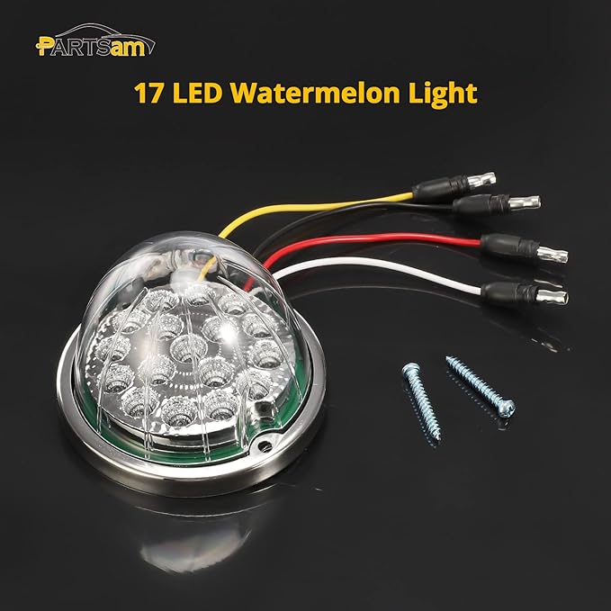 Partsam 1Pcs Dual Revolution 17LED Watermelon Light for Semi Truck, Red Stop Turn Signal Marker Lights to Blue Auxiliary Lights, Replacement for Freightliner Kenworth Peterbilt