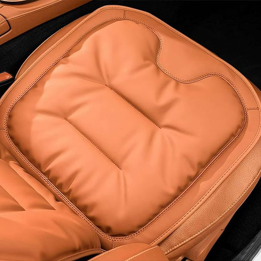 Car Seat Cushion, 2025 New Skin-Friendly Leather Seat Cushions, Skin-Friendly Leather Seat Cushions, Front Bottom and Rear Seat Cushions for Auto Office (Orange 1set)