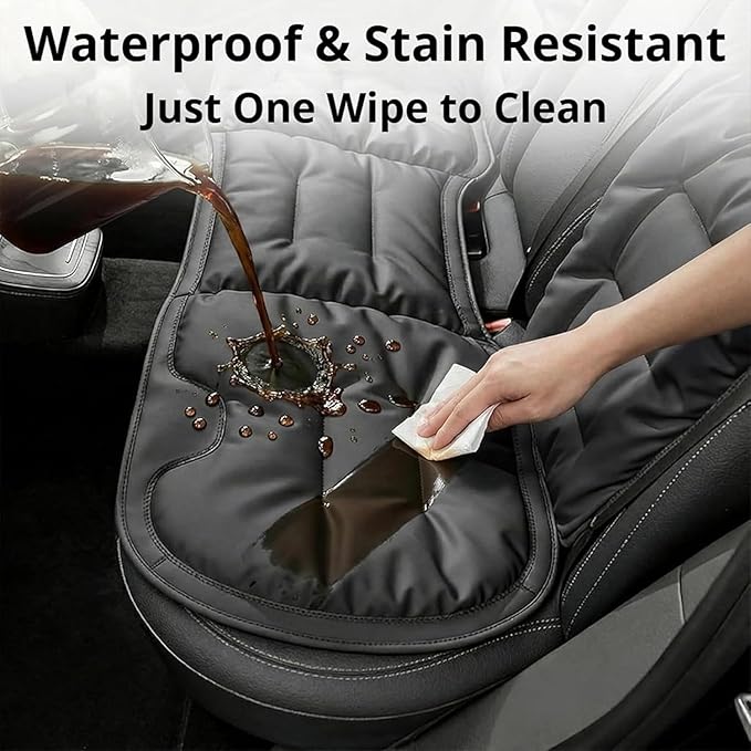 Skin-Friendly & Dirt-Repellent Leather Seat Cushions, 2026 Car Seat Cushion for Driving, 1.57" Thick Comfort Seat Protector, Universal Non-Slip Memory Foam Pad for Car (Brown, Backrest Cushion)